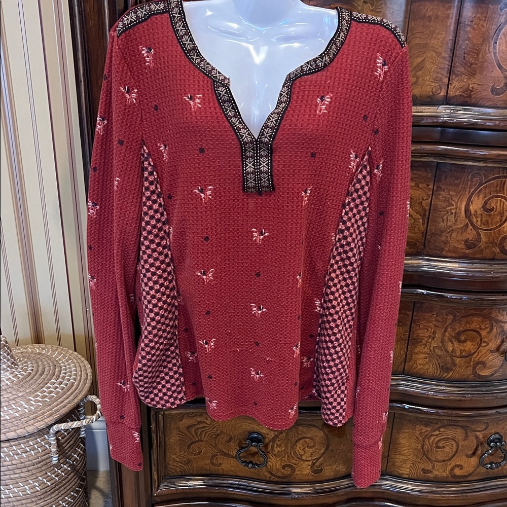 Rust colored Patterned Long Sleeve shirt